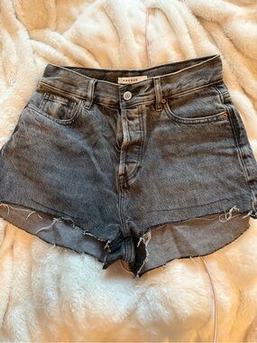 PacSun Black Wash High-Rise Raw Hem Denim Shorts